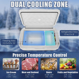 Costway 53 qt Wheeled Corded Electric Dual-Zone Portable Car Refrigerator, White