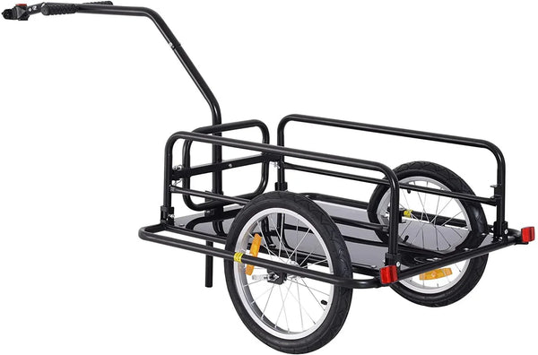 Foldable Bike Cargo Trailer, 80lbs Capacity, 16′′ Wheels, Black, with Hitch K6