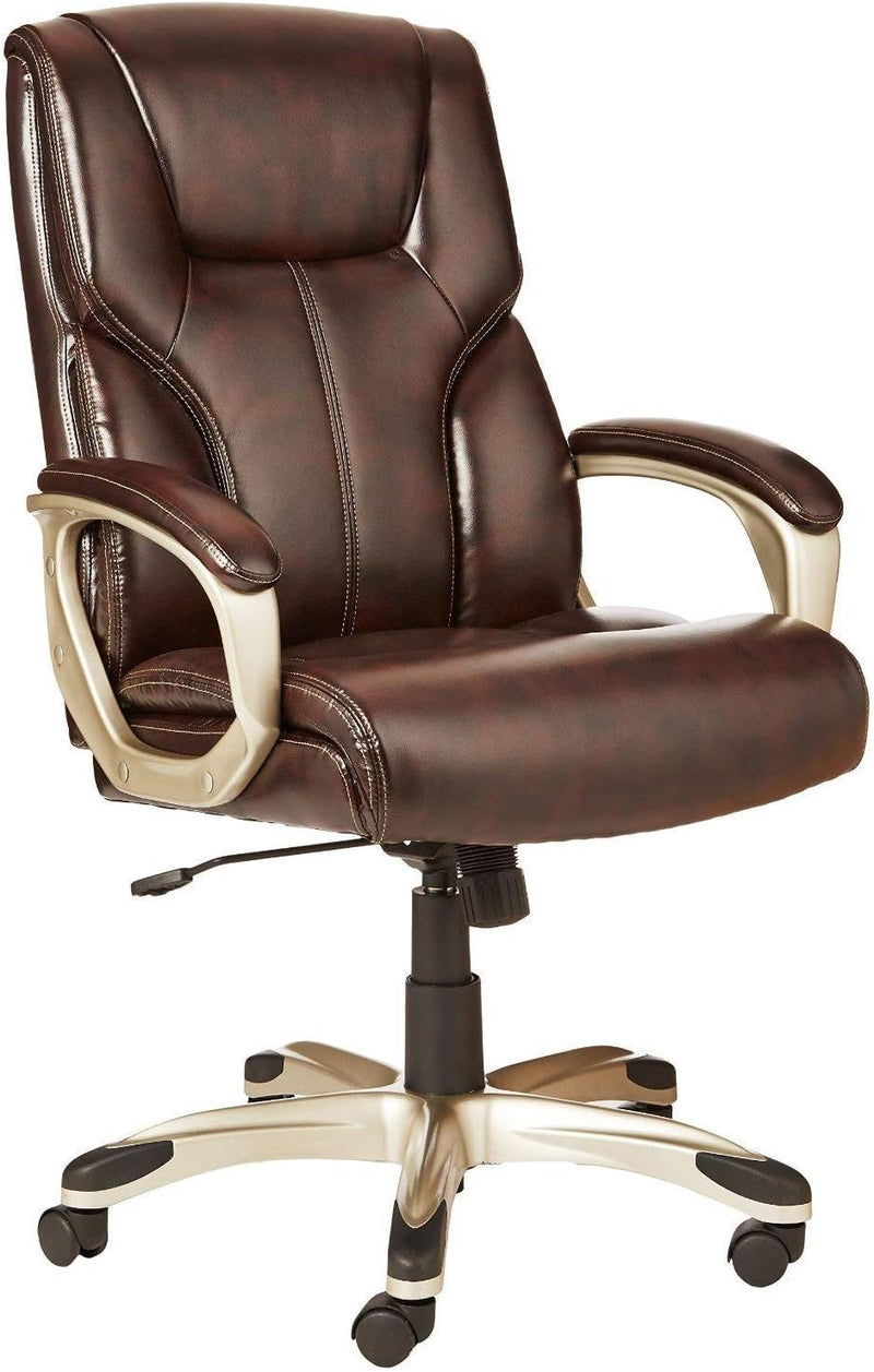 High-back executive office chair, adjustable in height, tiltable, rotatable, uniform size, white/mustard color S3