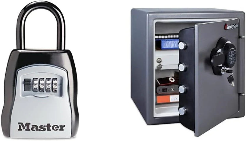 Key Lock Box, Outdoor Lock Box Bundle with SentrySafe Fireproof and Waterproof Safe, 1.23 Cubic Feet F8