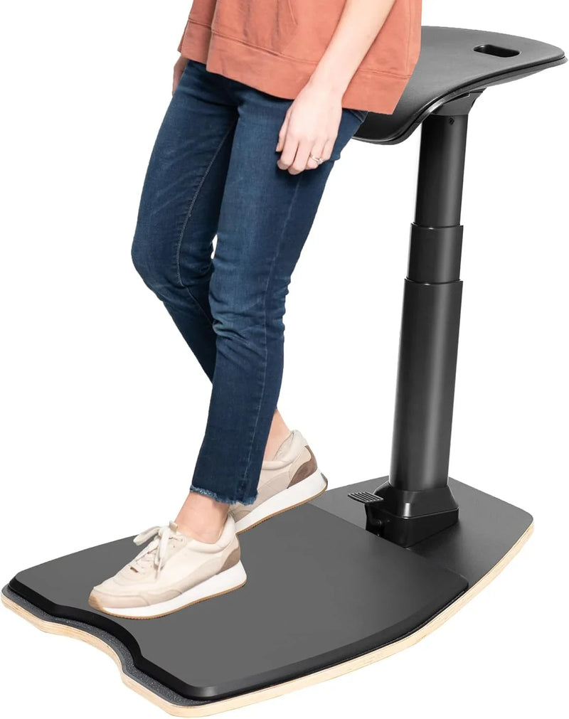 Ergonomic inclined standing desk with chair, portable height-adjustable anti-fatigue cushion, suitable for home and office, black S1