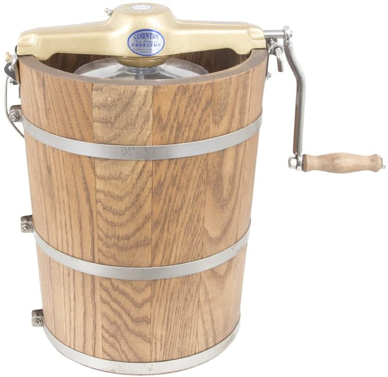 6 qt Country Ice Cream Maker – Classic Wooden Tub – Hand Crank D0