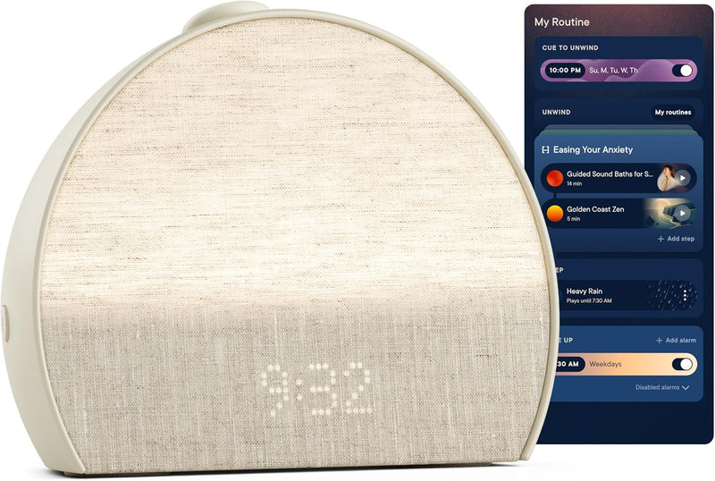 Sunrise alarm clock, audio equipment, smart lamp (rubber material) - White noise mode, screen-free sleep program G7