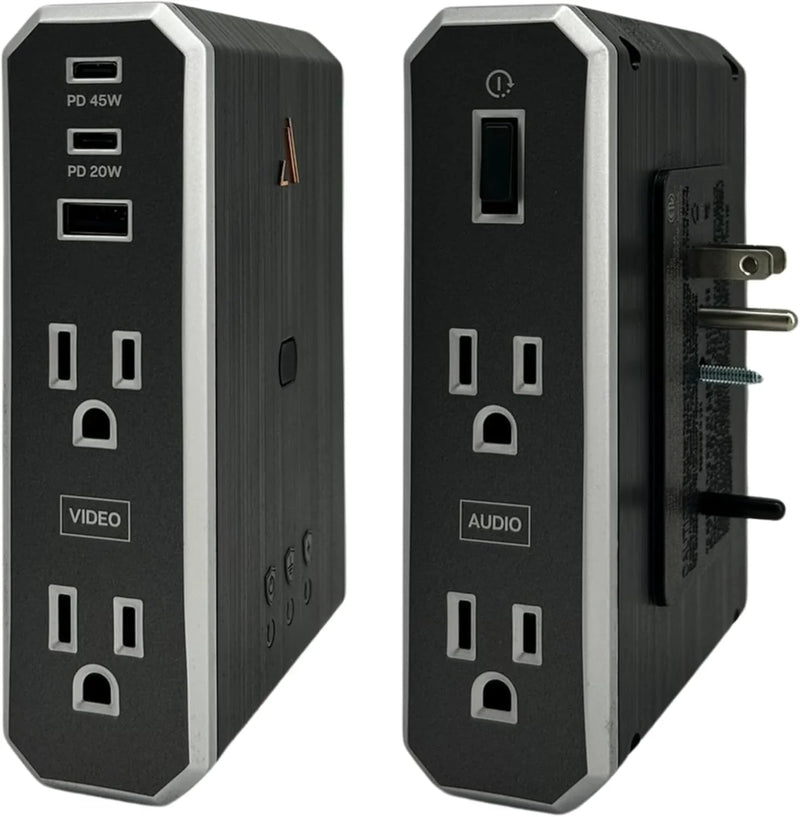 Austere VII Series Wall Power, 4 Outlets Surge Protector Power Strip, 2 USB C & 1 USB A, 2.4 amps, 45W & 20W Power Delivery | 3500 Joules, EMI/RFI Filtering, 6 Year Component Guarantee M8