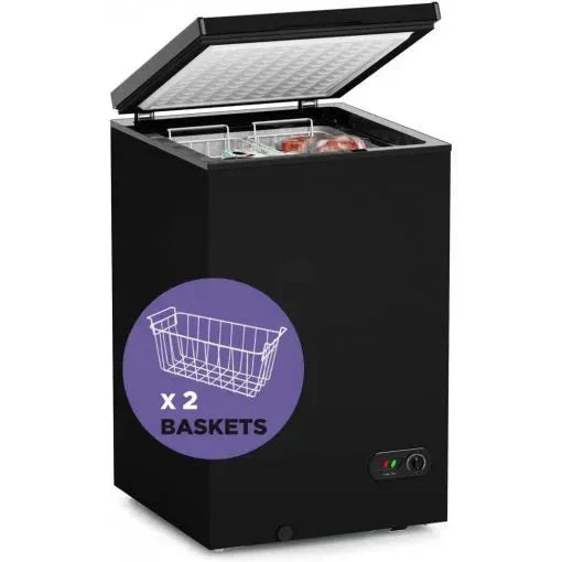 Chest Freezer – 3.5 Cu Ft with 2 Removable Baskets – Reach In Freezer Chest – Quiet Compact Freezer – 7 Temperature Settings – Black F9