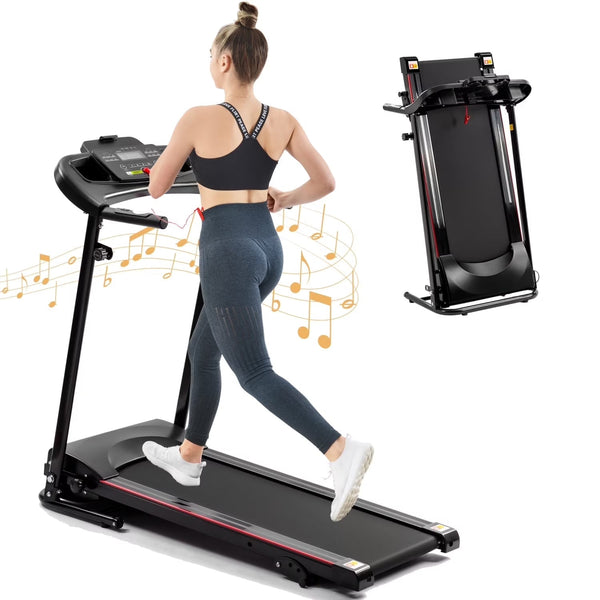 2.5HP Folding Treadmill with Incline, Electric Folding Treadmill for Walking Treadmill Machine 5 in LCD Screen 250 LB Capacity MP3 Y4