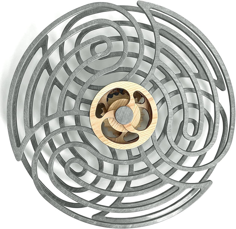 Mindsight Moving Kinetic Wall Art - Wind up to power peaceful motion (no battery) - Calming Wall Décor for Living Room, Office, Bedroom, Kitchen - Hand Crafted Wood - Ripple, Canyon Brown F6