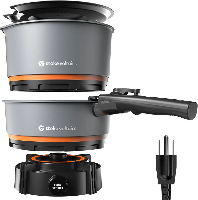 200 - 1000 watt electric camping stove, with cookware, 120 volt portable outdoor cooking set, windproof cookware, suitable for RVs, electric vehicles, off-road travel, RV life, car camping B3