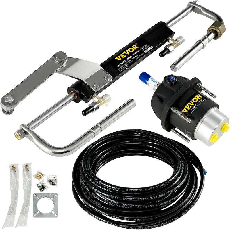 Hydraulic Outboard Steering System Kit (90 horsepower) Accessories Kit (for marine use) Cylinder and Pipeline, Marine Hydraulic Pump, Outboard Steering Device, Ship Rudder Control Device D7