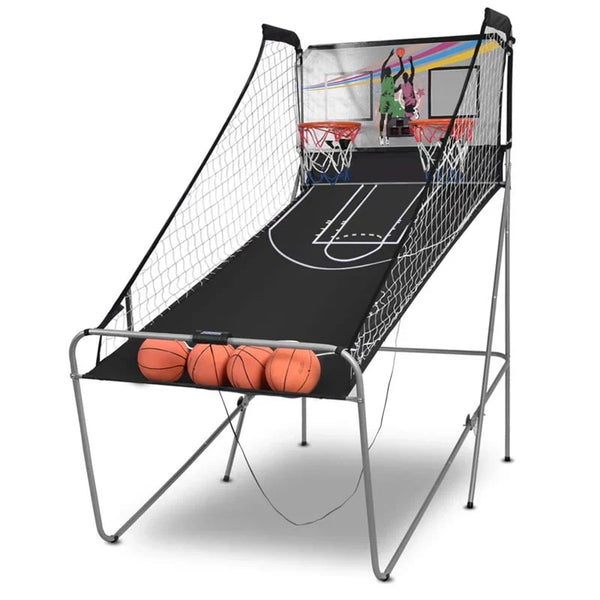 Foldable Indoor Basketball Arcade Game with 4 Balls Electronic Double Shot LED Scoring System for Kids Adults H4