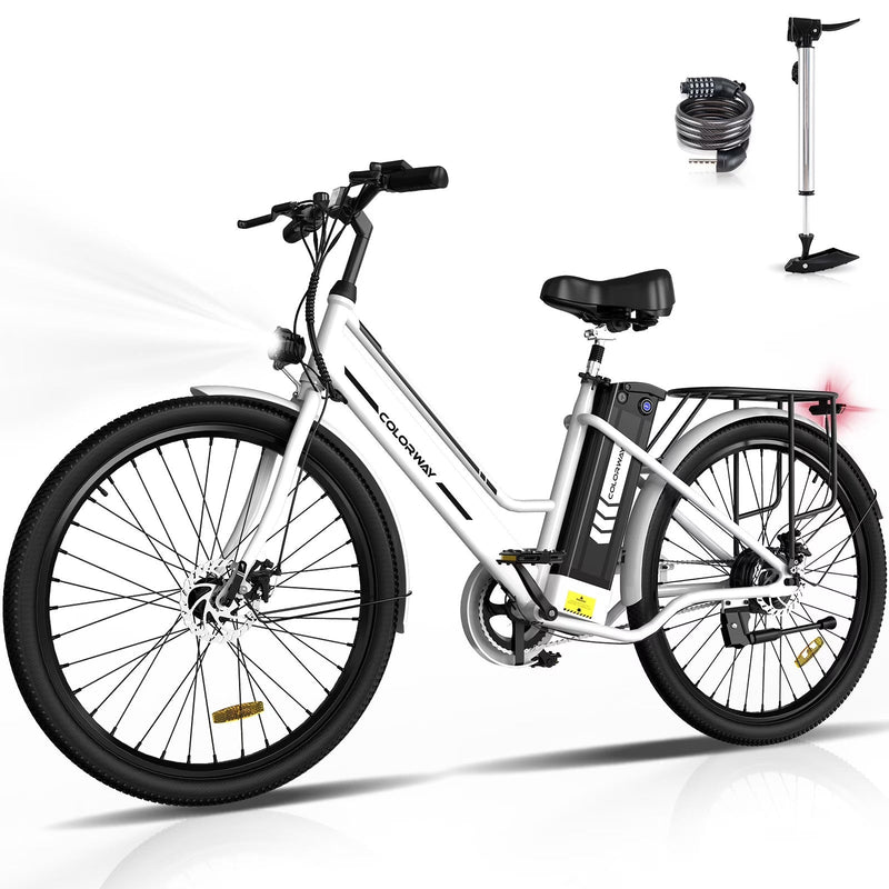 COLORWAY 26 in Electric Bike for Woman, 500W Powerful Motor, 36V 12AH Removable Battery E Bike,, Max. Speed 19.9MPH Electric Bicycle UL2849 O3