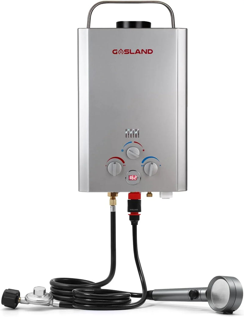 Portable Tankless Water Heater, Outdoors 6L 1.58GPM Propane Water Heater for RV Camping, Overheating Protection E3
