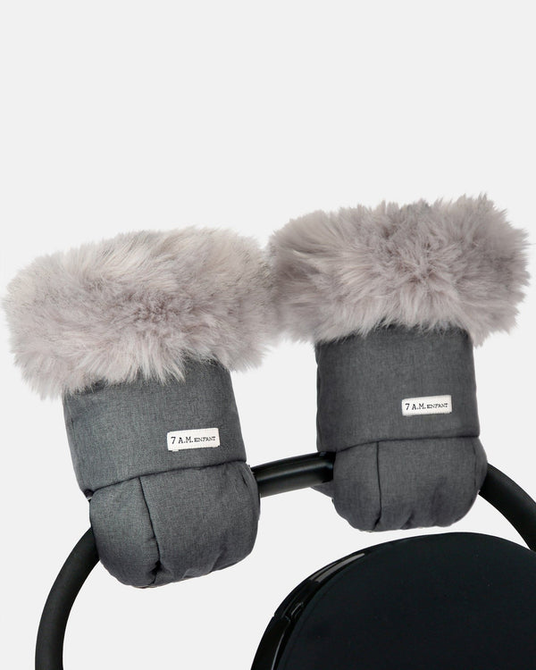 7AM Enfant Warmmuffs - Heather Grey Dark Faux Fur R9