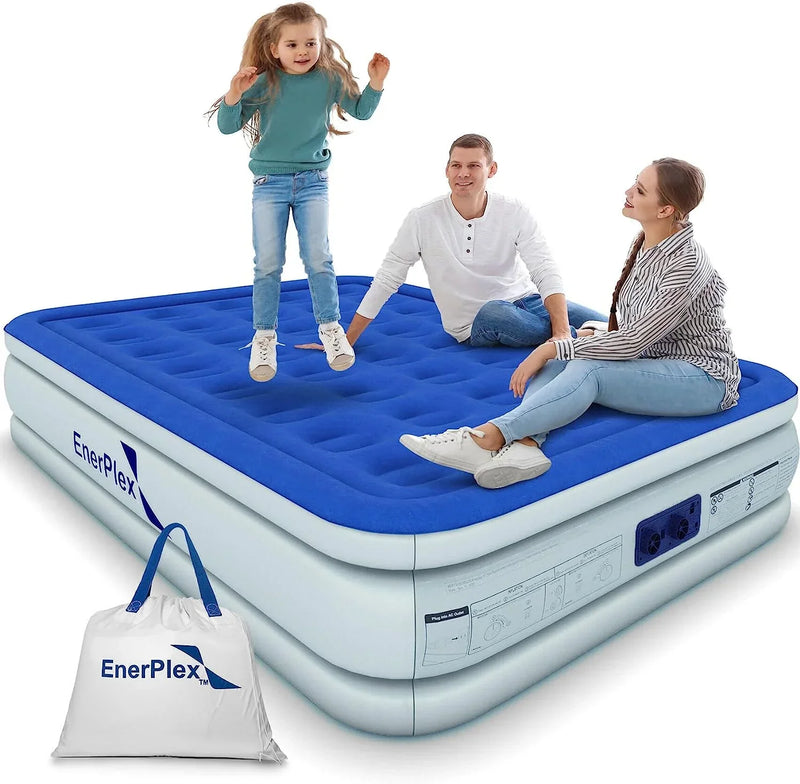 EnerPlex Queen Air Mattress with Built-in Pump - 16 Inch Double Height Inflatable Mattress for Camping N6