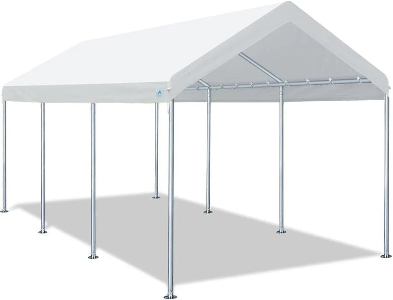 10x20 ft Heavy Duty Carport Potable Car Canopy Garage Party Tent Boat Shelter, Adjustable Height from 9.5 ft to 11 ft, Beige T3