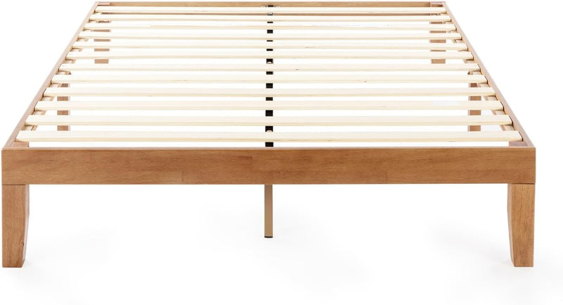 12" Classic Solid Wood Platform Bed Frame w/Wooden Slats (No Box Spring Needed), Natural, Queen Size V0