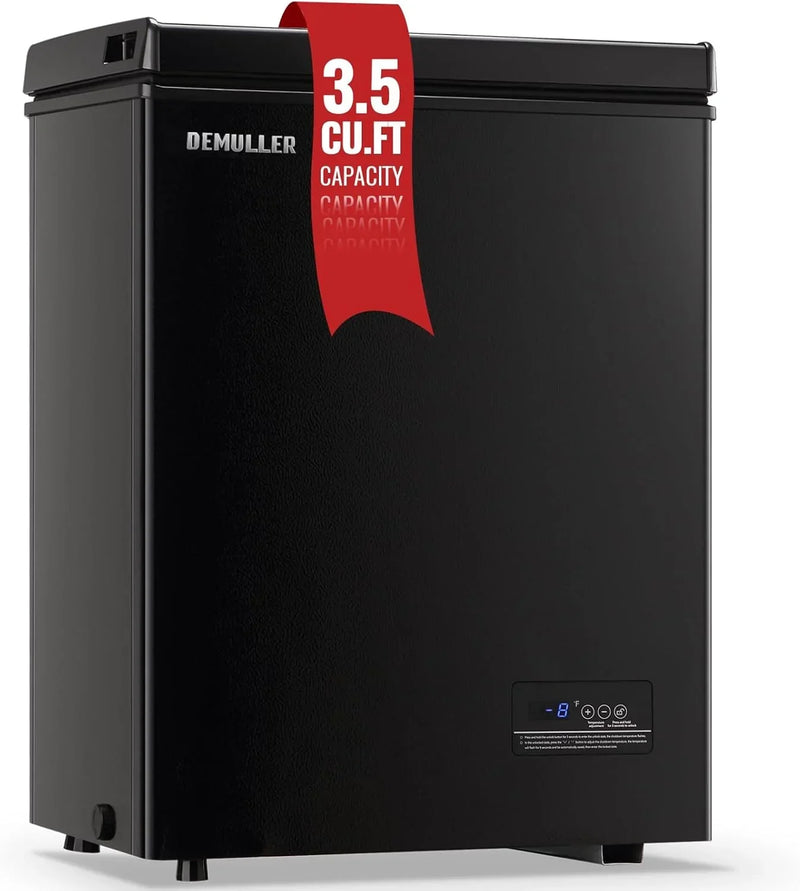 Chest Freezer 5.0Cubic Feet Deep Freezer Freestanding Freezers with 2 Removable Stainless Steel Basket, Mini Freezer Top Open Door Compact Freezer with Electronic Control 41℉ to -15℉BLACK P0