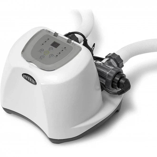 INTEX KRYSTAL CLEAR SALTWATER SYSTEM WITH E.C.O. (ELECTROCATALYTIC OXIDATION) FOR UP TO 15000-GALLON ABOVE GROUND POOLS, 110-120V WITH GFCI Q1