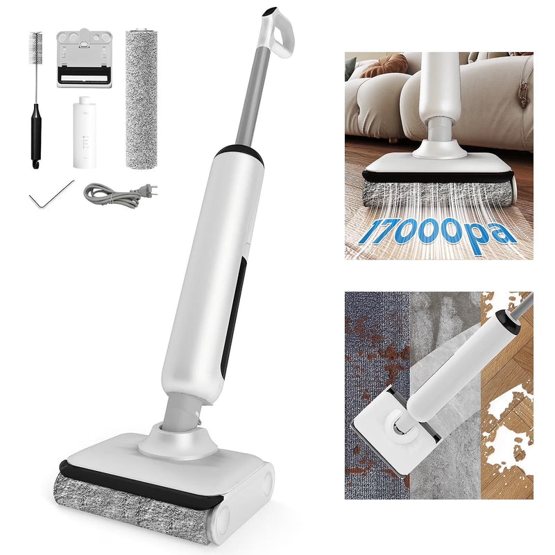 HABIUBIU Vacuum Mop All in One, Wet Dry Vacuum Cleaner, Cordless Cleaner Machine for Tile Hardwood Floor, Self Cleaning Electric Mop with 180 Lie-Flat A2
