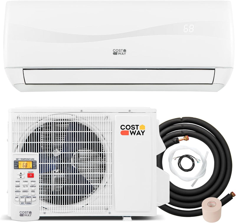 12000-watt mini split air conditioner and heater, 20 energy efficiency rating, 115 volts, wall-mounted tubeless air conditioning unit, capable of cooling rooms with an area not exceeding 750 square feet, energy-efficient inverter air conditioner equi J3