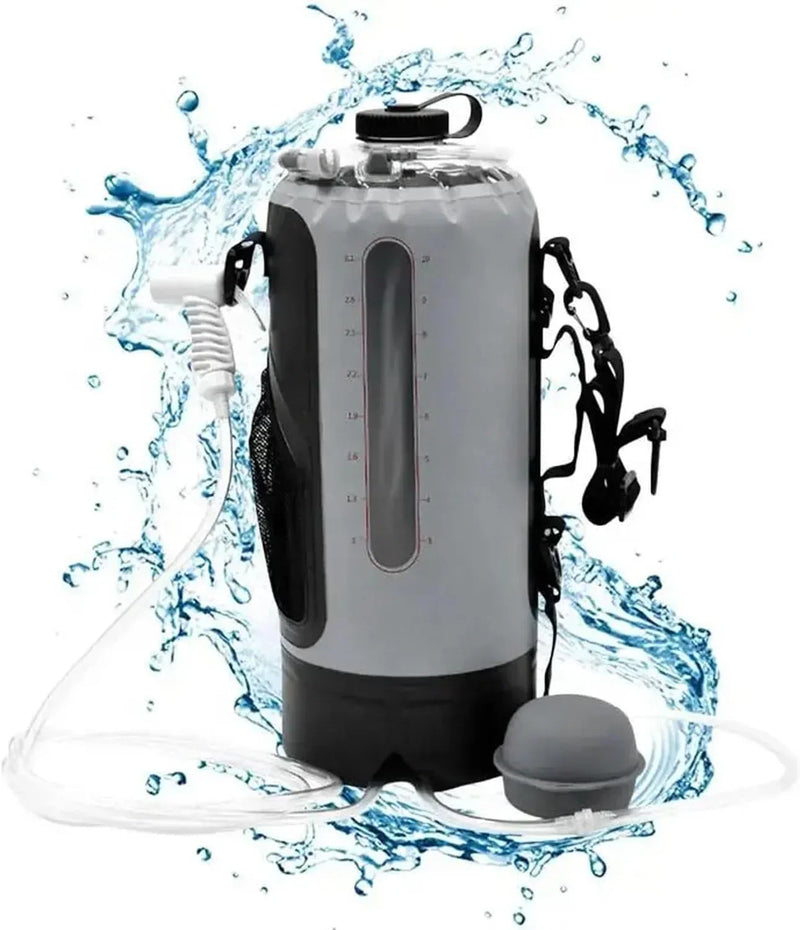 Outdoor sports water bag, portable solar shower set, with pressure foot pump, foldable travel water storage device, suitable for camping, beaches, travel and activities. I2