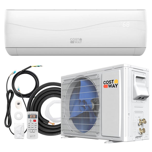 Costway 18000 BTU Mini Split Air Conditioner Heater 19 SEER2 1250 Sq. Ft Coverage E1