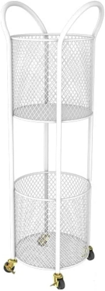2-Tier Laundry Hamper with Wheels, Iron Basket for Bedroom, Bathroom, Dorm, Large Capacity Clothes Room, Easy to Move & Store I8
