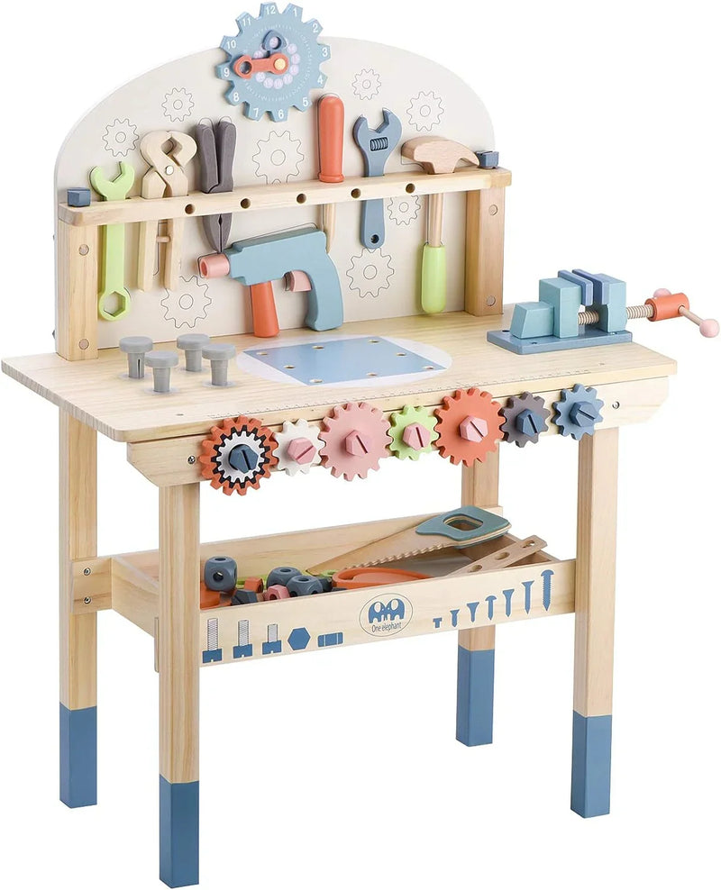 Children's tool table toys game workbench wooden tool table workshop workbench with tool set wooden construction workbench toys T0