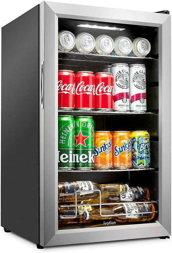Ivation 101-Bottle Wine Cellar, Freestanding Mini Fridge - Stainless Steel H1
