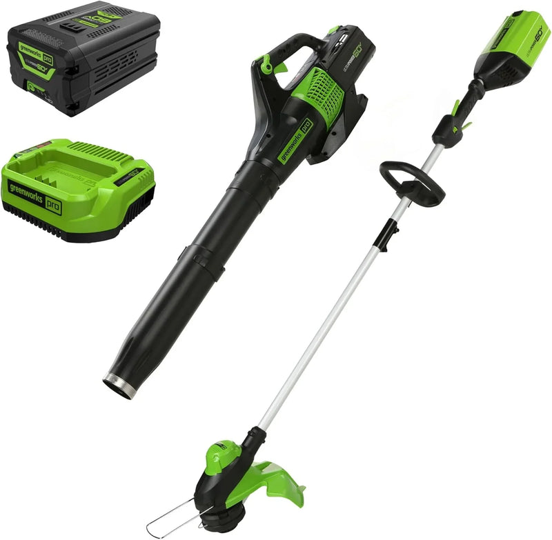 60V 13" Cordless String Trimmer & Leaf Blower Combo Kit, 4.0 Ah Battery and Charger Included W6