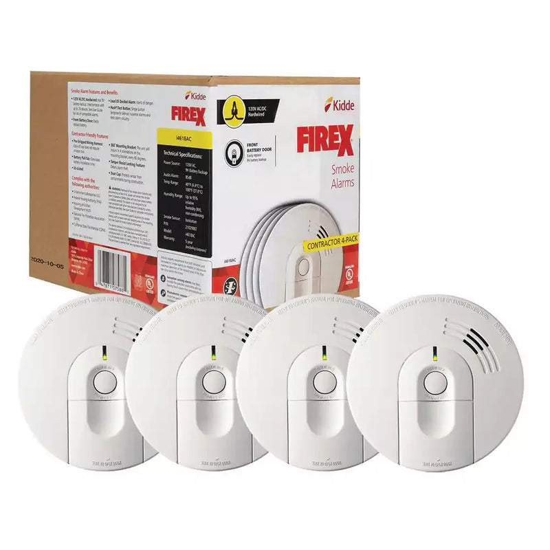 i4618 4-Pack Hardwired Smoke Alarm with Ionization Sensor, 120V AC, 9V Battery Backup Z1