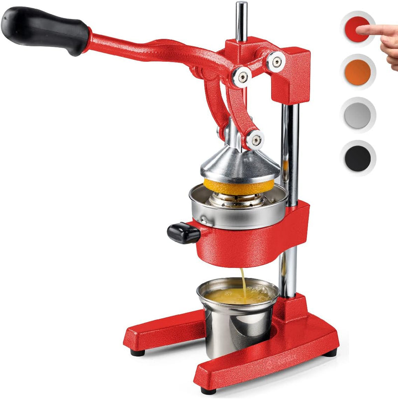 Citrus juicer | Extra-large commercial-grade manual press | Heavy-duty countertop orange juice extractor (with stainless steel cup) (black) R0