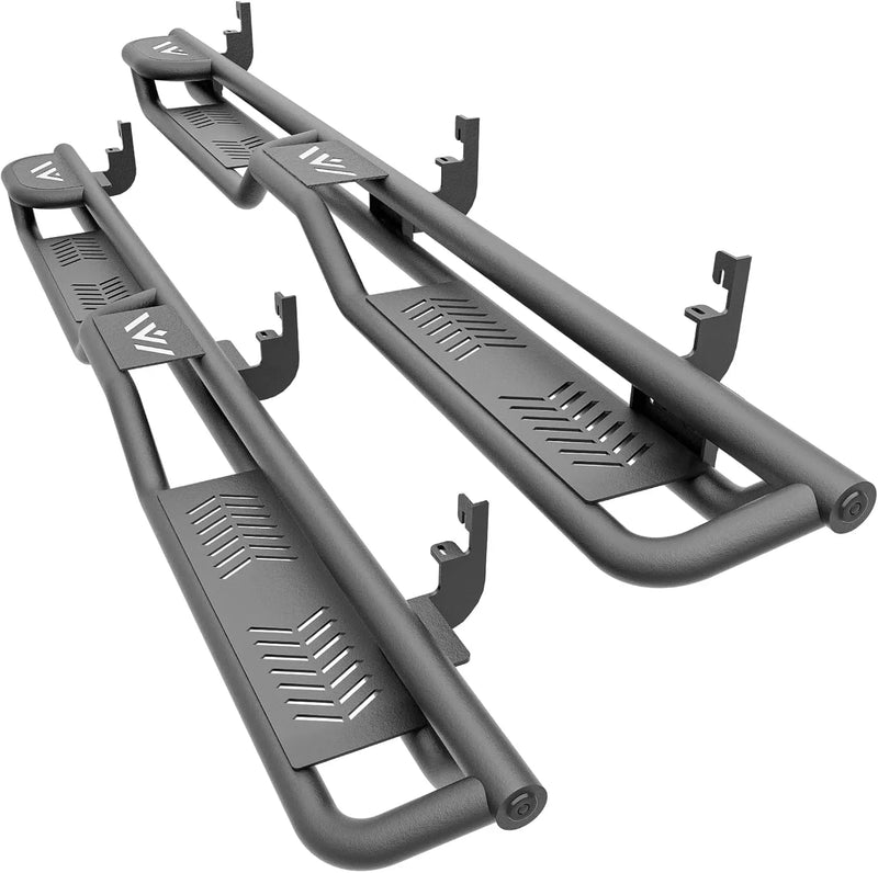 Three Raised Steps Running Boards Side Steps Compatible for 2015-2025 Chevy Colorado & GMC Canyon Crew Cab (4 Full Size Doors), Two Stairs Design Bolt-on Side Rails Step Nerf Bar Z7
