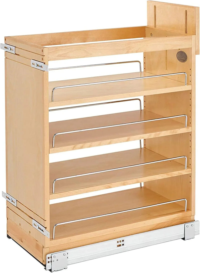 Retractable storage rack, suitable for kitchen/bathroom cabinets, equipped with soft-closing fully telescopic rails and adjustable shelves M2