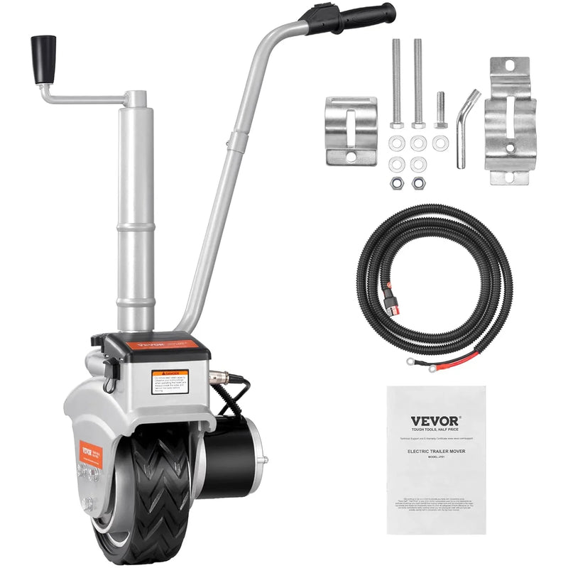 Electric trailer car, with a towing force of 5000 pounds, equipped with a 12-volt 350-watt trailer control wheel that can move at a speed of 22 feet per minute, featuring an adjustable height range from 12 inches to 24.8 inches, and equipped with 8-i I6