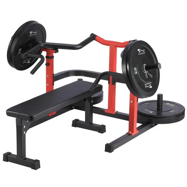 Chest Press Machine, 1050LBS Capacity, Independent Converging Arms, Weight Bench Press with Adjustable Flat Bench for Upper Body Workouts, Red X9
