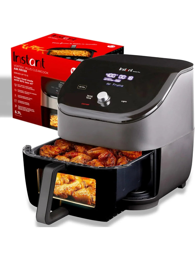 Instant Vortex Plus 6QT ClearCook Air Fryer, Clear Windows, Custom Program Options, 6-in-1 Functions, Crisps, Broils, Roasts, Dehydrates, Bakes, Reheats, from the Makers of Instant Pot, Black C0