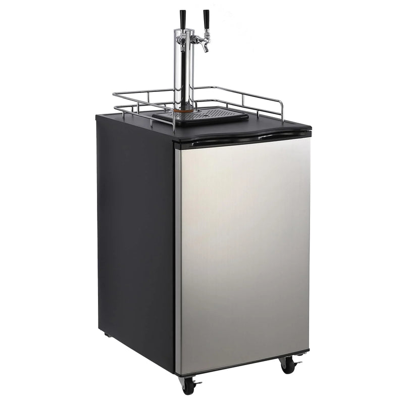 Beer Kegerator, Dual Tap Draft Beer Dispenser, Full Size Stainless Steel Keg Refrigerator With Drip Tray, CO2 Cylinder, 32°F- 50°F Temperature Control, 170L V4