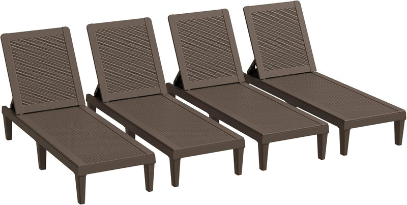 Outdoor Chaise Lounge Chair Set of 2 for Patio Poolside, Waterproof & Adjustable & Easy Assembly Sun Lounger for Outside Deck, Pool, Beach, Black N3