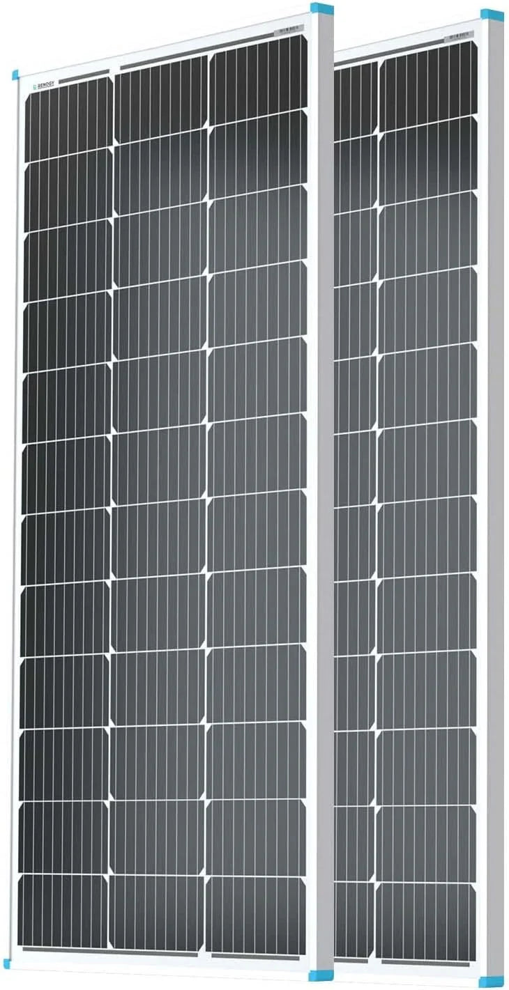 Solar Panel 100 Watt 12 Volt, High-Efficiency Monocrystalline PV Module Power Charger for RV Marine Rooftop Farm Battery and Other Off-Grid Applications, RNG-100D-SS, Single 100W R3