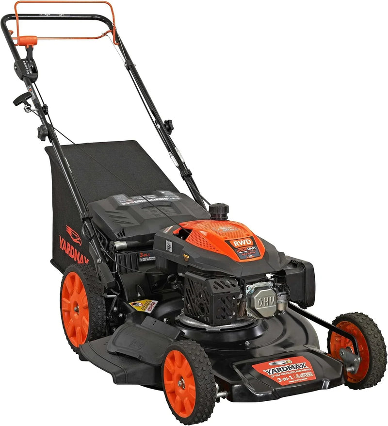 22 in. 201cc Select PACE 6 Speed CVT High Wheel RWD 3-in-1 Gas Walk Behind Self Propelled Lawn Mower, Black W5