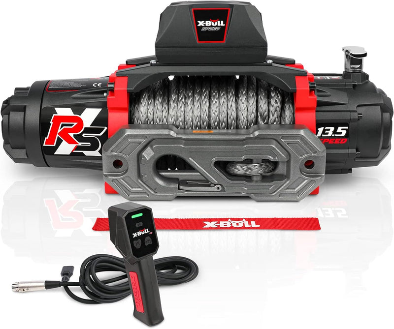 13,500-pound load capacity electric winch - 12-volt DC power supply, suitable for off-road trailer towing, dual-function wireless remote control U3
