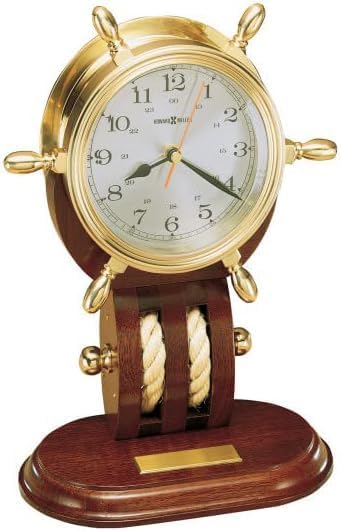 Type II Wall Clock 549-644 - Climate and Navigation Series Pure Brass Ship Rudder Decorative Model, with Redwood Base and Quartz Movement T5