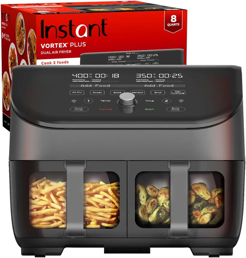 Air fryer, with a transparent casing, personalized programming, integrating 8 functions, capable of achieving various cooking methods such as frying, baking, drying, baking, heating and reheating. D5