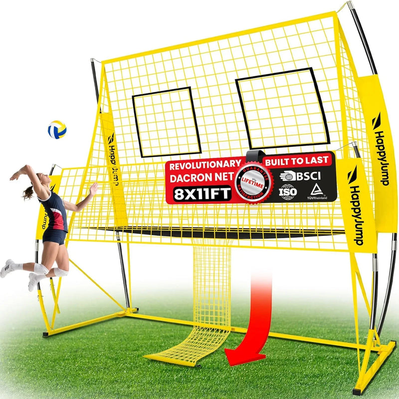 Adjustable volleyball training net equipment system (8x11 feet), suitable for adult outdoor or indoor volleyball practice, equipped with volleyball. A6
