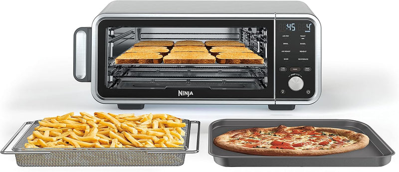 Toaster oven, air fryer, thermometer, toaster-air fryer combo, stainless steel material, quick cooking, french fries, frozen food, air frying, dehydrating, heating, 13 functions, less oil usage, flip-type oven W2
