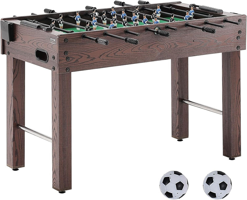 Foldable flyball table, standard size (42/48/55 inches), brown, made of plastic, metal and wood, suitable for two people to play flyball games, suitable for game room. S0