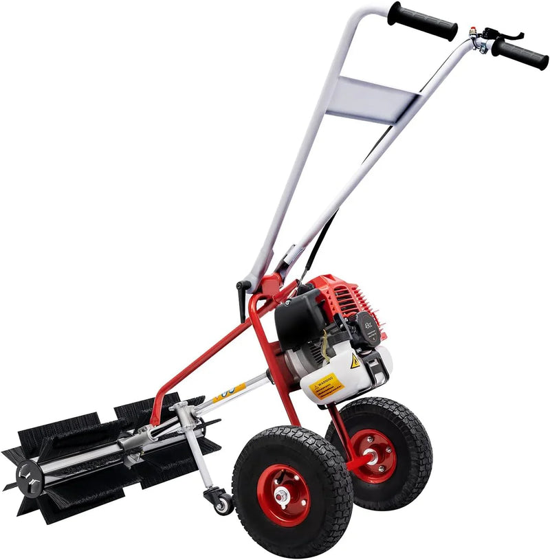 43cc 1.7HP Gas Powered Broom, 2 Stroke Power Sweeper Handheld Gasoline Power Broom Sweeping Machine for Garden Lawn Yard Sidewalk Driveway Turf Grass Cleaning, 600mm Nylon Brush Sweeping broom Q9