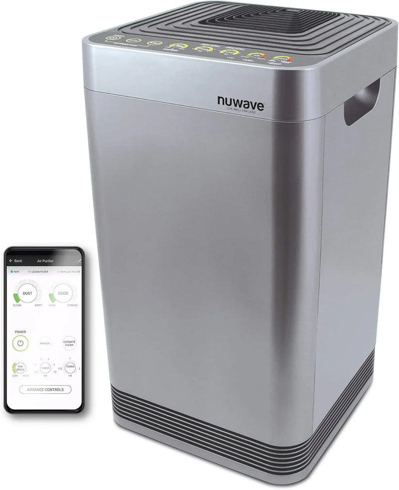 Whole-house air purifier, intelligent air purifier, equipped with a five-level tower structure air filter, air quality and odor sensors, bedroom sleep mode, can remove 99.99% of dust, smoke, pollen and allergens. X4