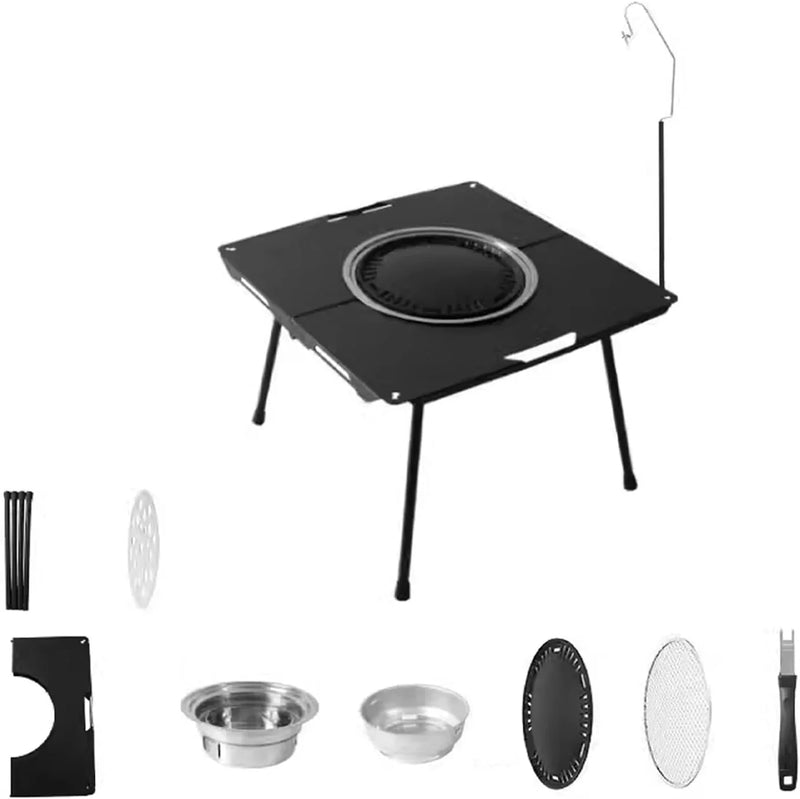 Outdoor Grill Table Foldable, Easy to Carry Can Hang Items Multi-Purpose, Aluminum Alloy, Portable Camping Table Foldable, for Picnic, BBQ, Making Tea E3